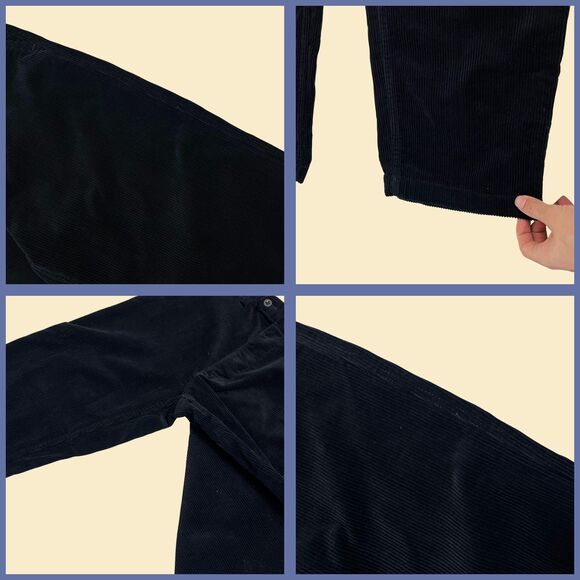 2000s GAP corduroy 33x34 pants, vintage Y2K black straight leg mens trousers - Picture 2 of 8